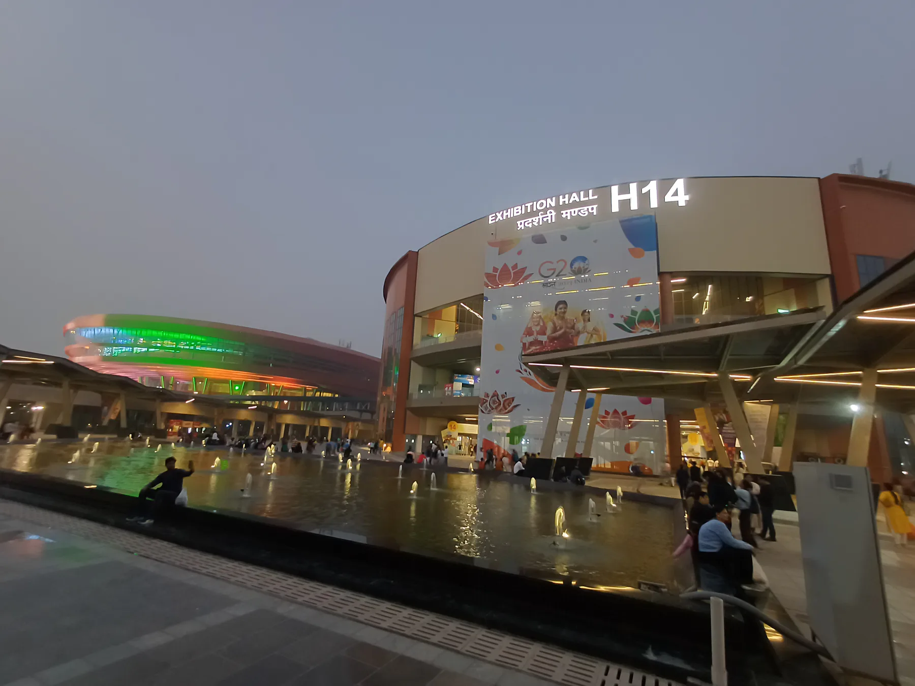 Pragati Maidan Hall 14 and Bharat Mandapam illuminated