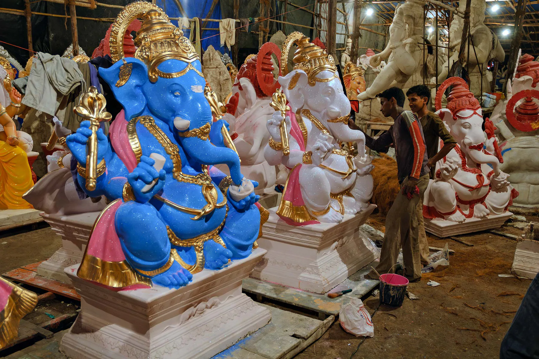 Ganesh Chaturthi festival large-scale production of statues Mumbai India 14Aug2006