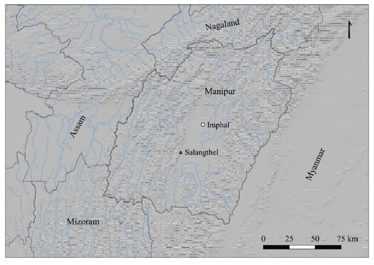 Location of the Salangthel Hill in Manipur